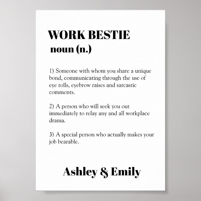 Affiche Drôle Travail Bestie Cadeau photo Hilarious Co-tra (Devant)
