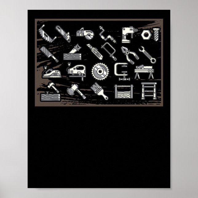 Affiche Drôle travail du bois père père charpentier (Devant)