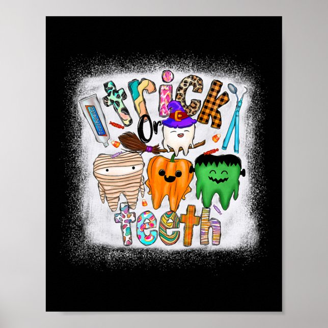 Affiche Drôle Trick Ou Dents Dentaire Istant Dentiste Hall (Devant)