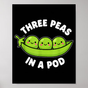 Affiche Drôle Trois Pois Dans Un D Mignon Kawaii