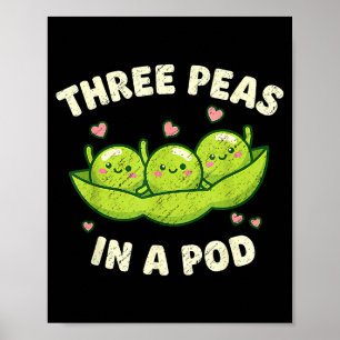 Affiche Drôle Trois Pois Dans Un D Mignon Kawaii