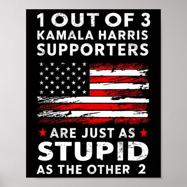 Affiche Drôle Trump 1 sur 3 partisans de Kamala Harris Fe (Devant)