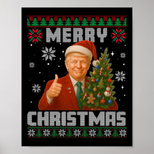 Affiche Drôle Trump 2025 Joyeux Noël Arbre Laid Xmas Pa