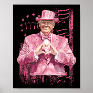Affiche Drôle Trump 45 47 Président Coeur forme rose