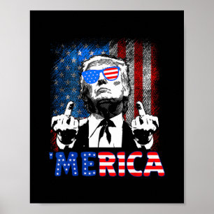 Affiche Drôle Trump 4 Juillet Merica Drapeau Américain Lun