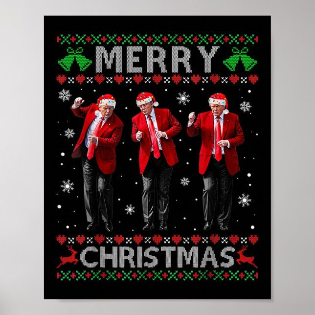 Affiche Drôle Trump Danse Joyeux Noël Vilain Noël (Devant)