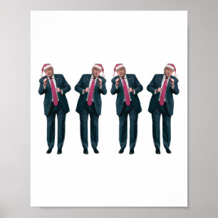 Affiche Drôle Trump Danse Père Noël Noël Doux moche Xma