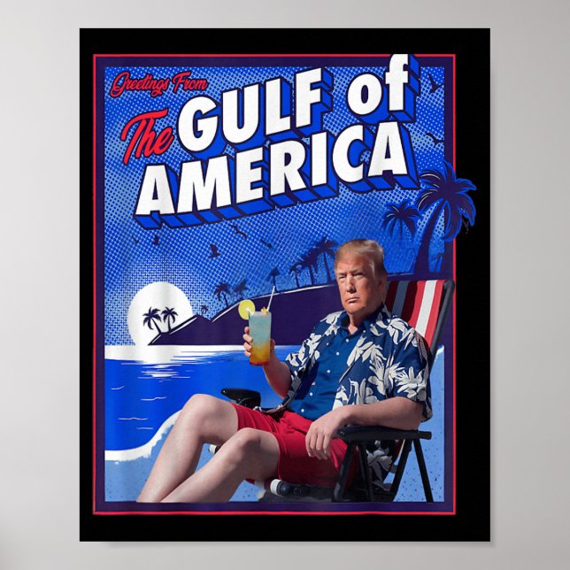 Affiche Drôle Trump Golfe Des États-Unis (Devant)
