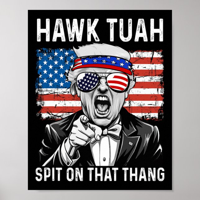 Affiche Drôle Trump Hawk Tuah - Crache Sur Ce Mème Thang (Devant)