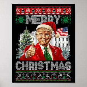 Affiche Drôle Trump Joyeux Noël Père Noël Famille Noël Vil