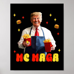 Affiche Drôle Trump Mc Mega Fries Fast Food