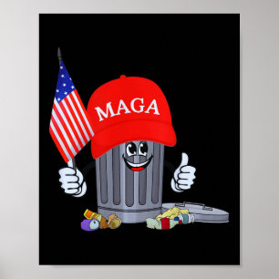 Affiche Drôle Trump poubelle peut personnage de dessin Ame