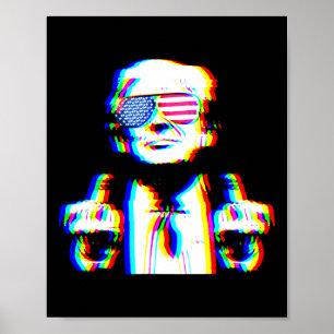 Affiche Drôle Trump Psychédélique Edm Tripant Vaporwave Te
