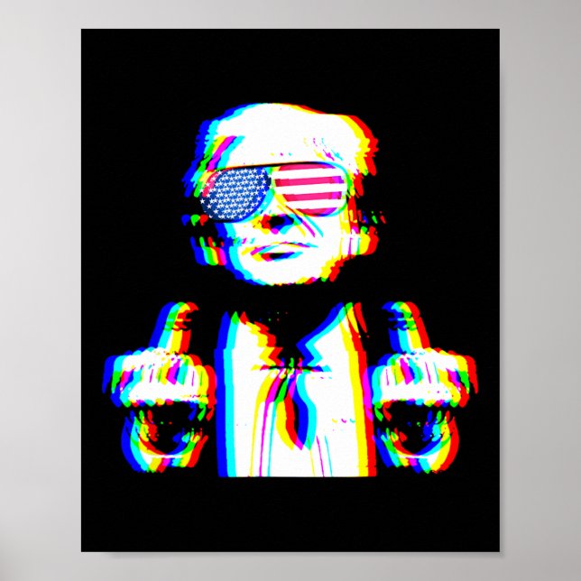 Affiche Drôle Trump Psychédélique Edm Tripant Vaporwave Te (Devant)