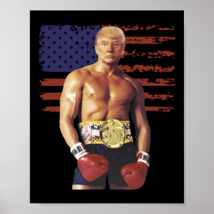 Affiche Drôle Trump Rocky Boxer Meme Boxer Us Flag Patrio