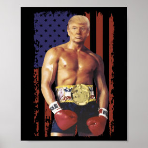 Affiche Drôle Trump Rocky Boxer Meme Boxer Us Flag Patrio