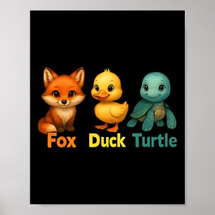 Affiche Drôle Trump subtil Fox Duck Turtle mignonne Animal