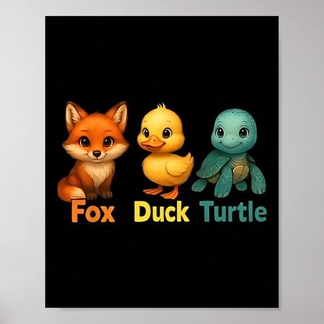 Affiche Drôle Trump subtil Fox Duck Turtle mignonne Animal (Devant)