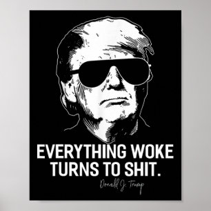 Affiche Drôle Trump tout Woke se transforme en Politique