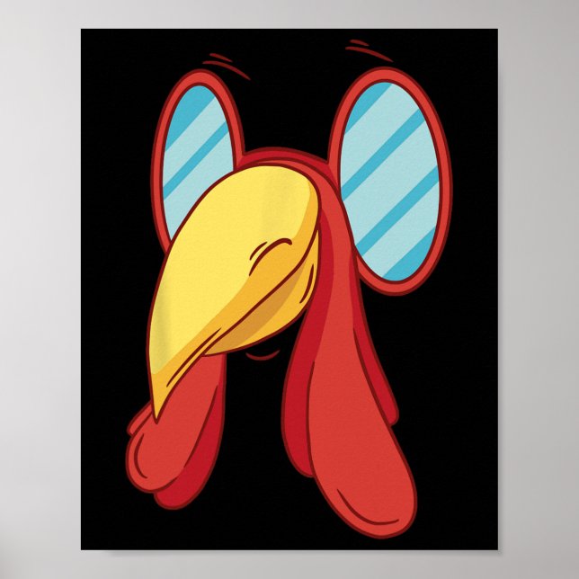 Affiche Drôle Turquie Face Thanksgiving Fall Joke Humour (Devant)