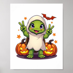 Affiche Drôle Turtle Ghost Citrouille Boo Halloween Kids M