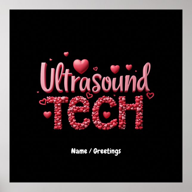 Affiche Drôle Ultrasound Tech Valentine's Day Ideas (Devant)