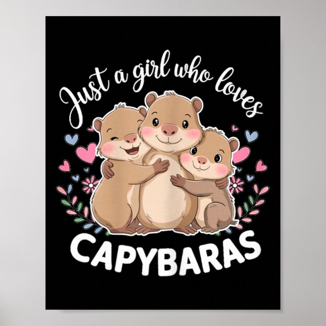 Affiche Drôle Une fille qui aime les capybaras Cool Capyba (Devant)
