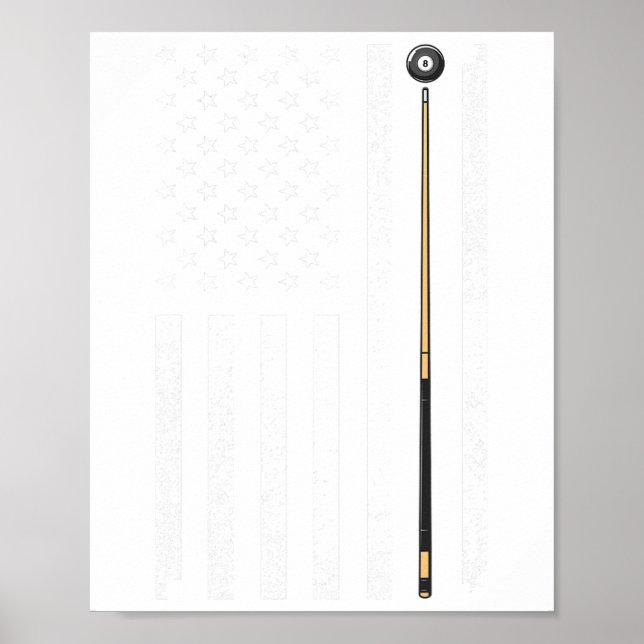 Affiche Drôle Us Billard Drapeau Design Pour Hommes Femmes (Devant)