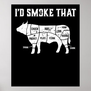 Affiche Drôle Vache Barbecue Pit Master Cadeau