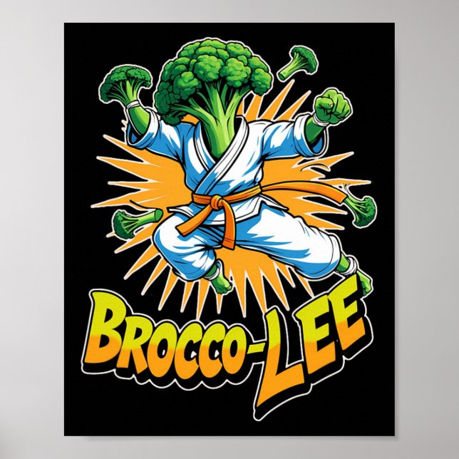 Affiche Drôle Vegetable Design Brocco Lee In Karate Action (Devant)
