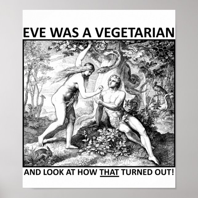 Affiche drôle végétarienne Ève (Devant)