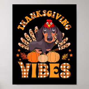 Affiche Drôle Vibes Thanksgiving Dachshund Chien Turquie
