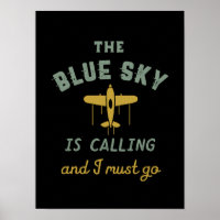 Drôle Vintage avion pilote Blue Sky appelle