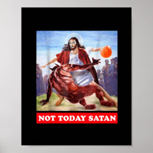 Affiche Drôle Vintage Jésus Vs Satan Sketll - Pas aujourd'