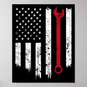 Affiche Drôle Vintage Mécanique Distressed American Drapea