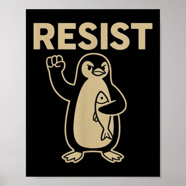 Affiche Drôle Vintage résiste Activisme Pingouin Graphic D (Devant)