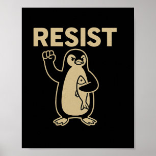 Affiche Drôle Vintage résiste Activisme Pingouin Graphic D