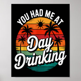 Affiche Drôle Vous M'aviez Au Jour Boire Rétro Plage Été