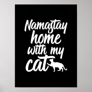 Affiche Drôle Yoga Kitten Lover Namastay Home Avec Mon Cha