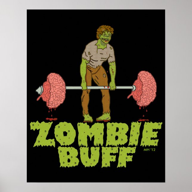 Affiche Drôle Zombie Buff Poids Lifter (Devant)