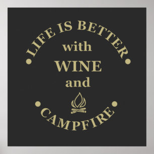 Affiche Drôles de citations de camping et de vin