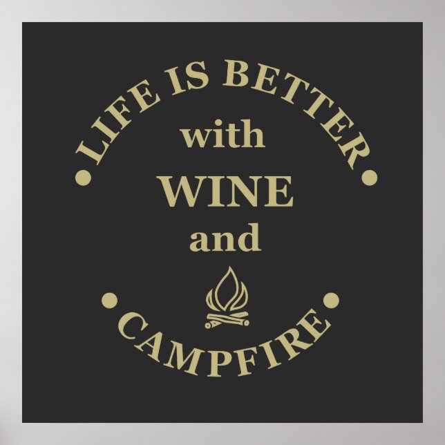 Affiche Drôles de citations de camping et de vin (Devant)