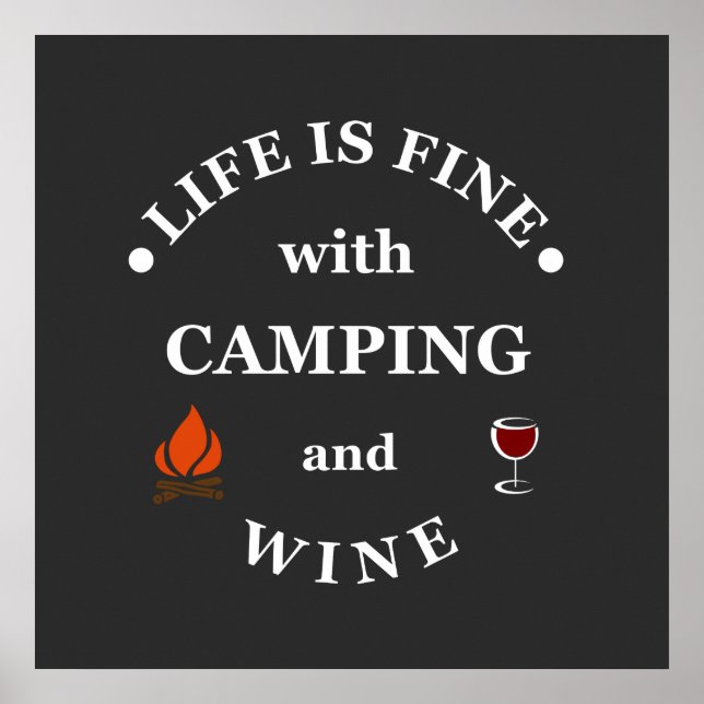 Affiche Drôles de citations de camping et de vin (Devant)