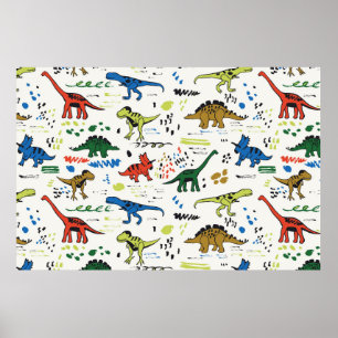 Affiche drôles de dinosaures motif couleur graphique