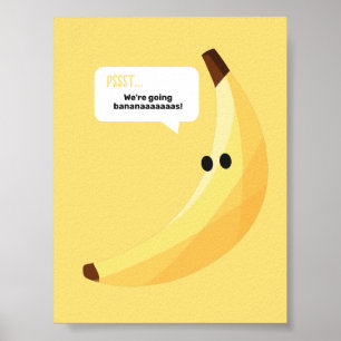 Affiche Drôles de faveurs de fête à la banane rétro avec j