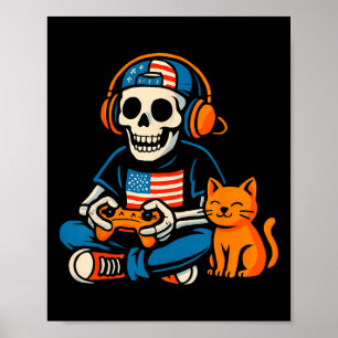 Affiche Drôles de jeux vidéo de dessin animé de squelette