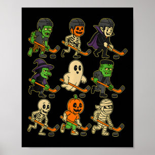 Affiche Drôles de monstres de hockey Halloween Sport effra