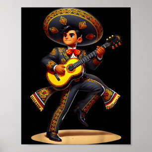 Affiche Drôles d'hommes à la guitare Mariachi Sombrero Cin