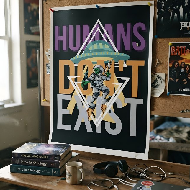 Affiche Drôles d'humains n'existent pas Rétro Sci-fi Alien (Créateur téléchargé)