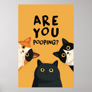 Affiche Drôles Êtes-Vous En Train De Chier Toilettes Chats